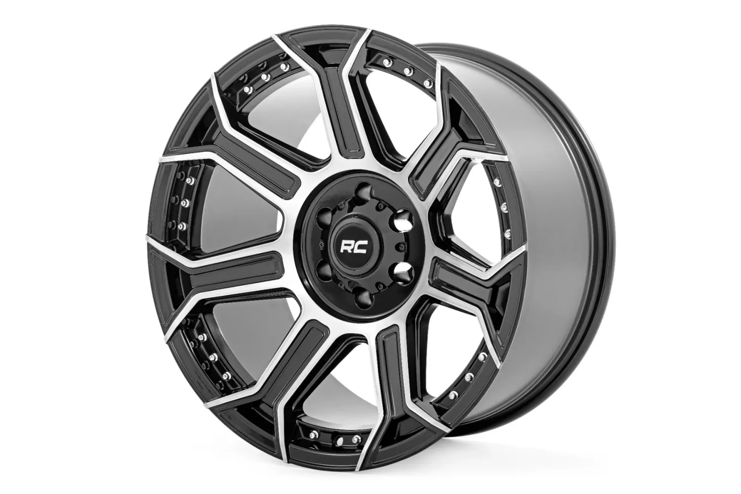 Rough Country 89 Series Wheel One-Piece | Black Machined Gun Metal | 17x9 | 6x5.5 | -12mm