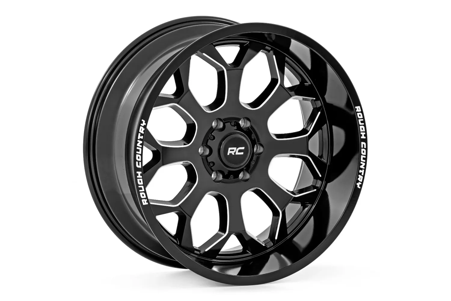 Rough Country 96 Series Wheel One-Piece | Gloss Black | 20x10 | 5x5 | -19mm