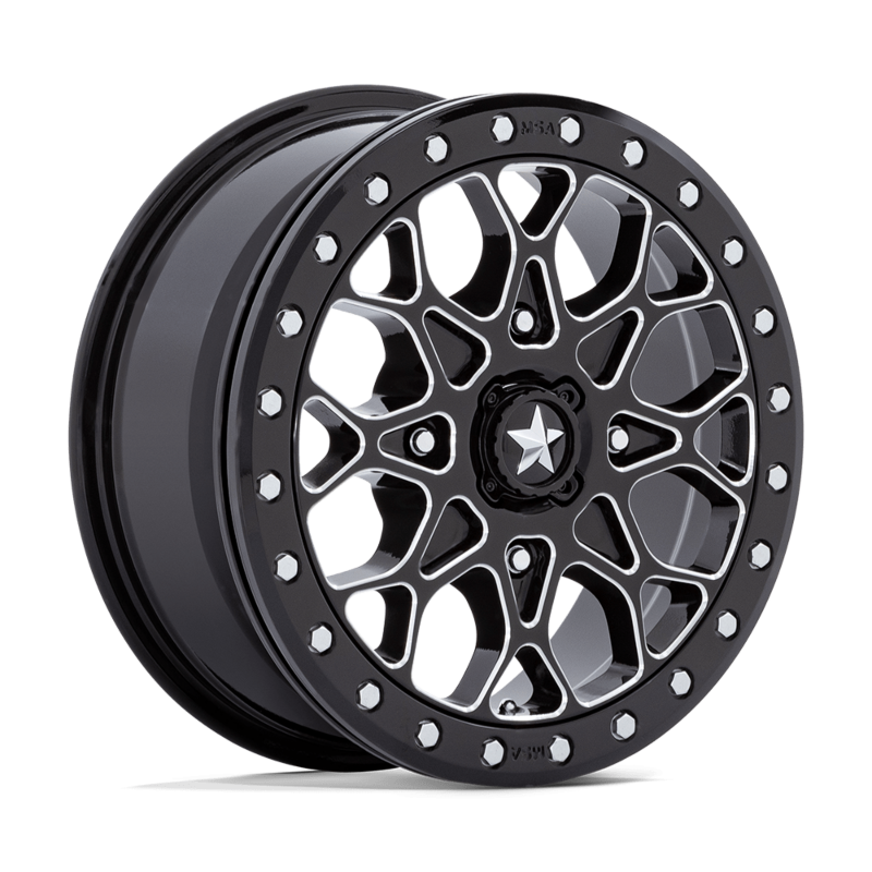 MSA Offroad Wheel- UTV- MA48 15X6 4X110 G-BLK-MILL BLK-RG 38MM (sold individually)