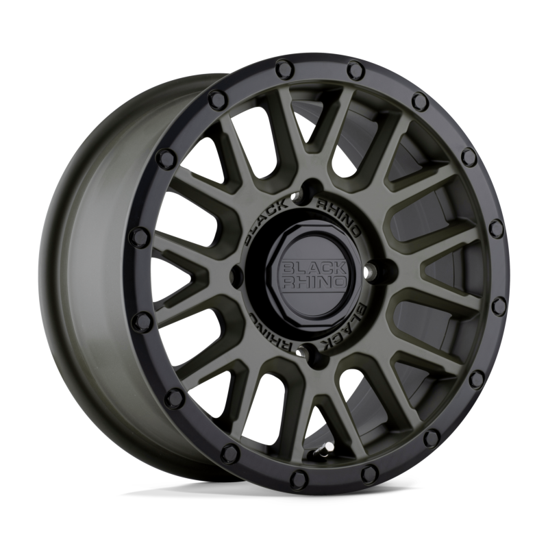 Black Rhino Hard Alloys- UTV- BULPZ 15X7 4X137 OD-GRN-BLK-LP 36MM (Olive Green- Black Lip) (sold individually)