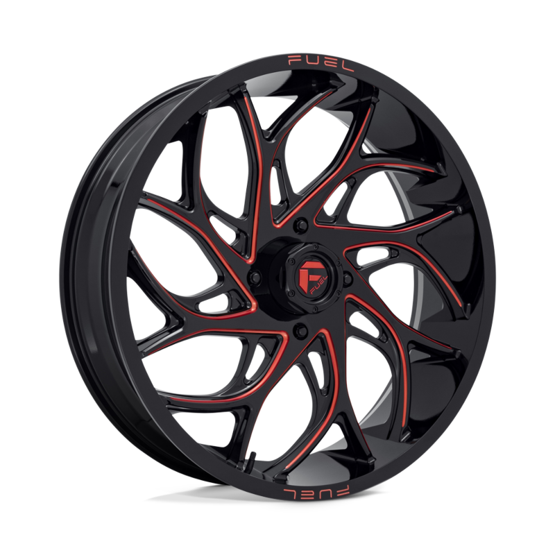 Fuel UTV- D779 24X7 4X156 G-BLK-MILL-RD 13MM (sold individually) Black and Red