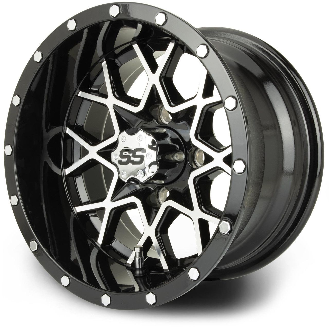 MODZ® Golf Cart Wheel-Vortex Machined Black 12"