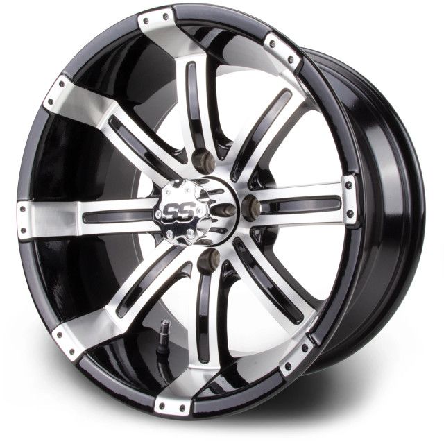 MODZ® Golf Cart Wheel- Tempest Machine &amp; Black 14"
