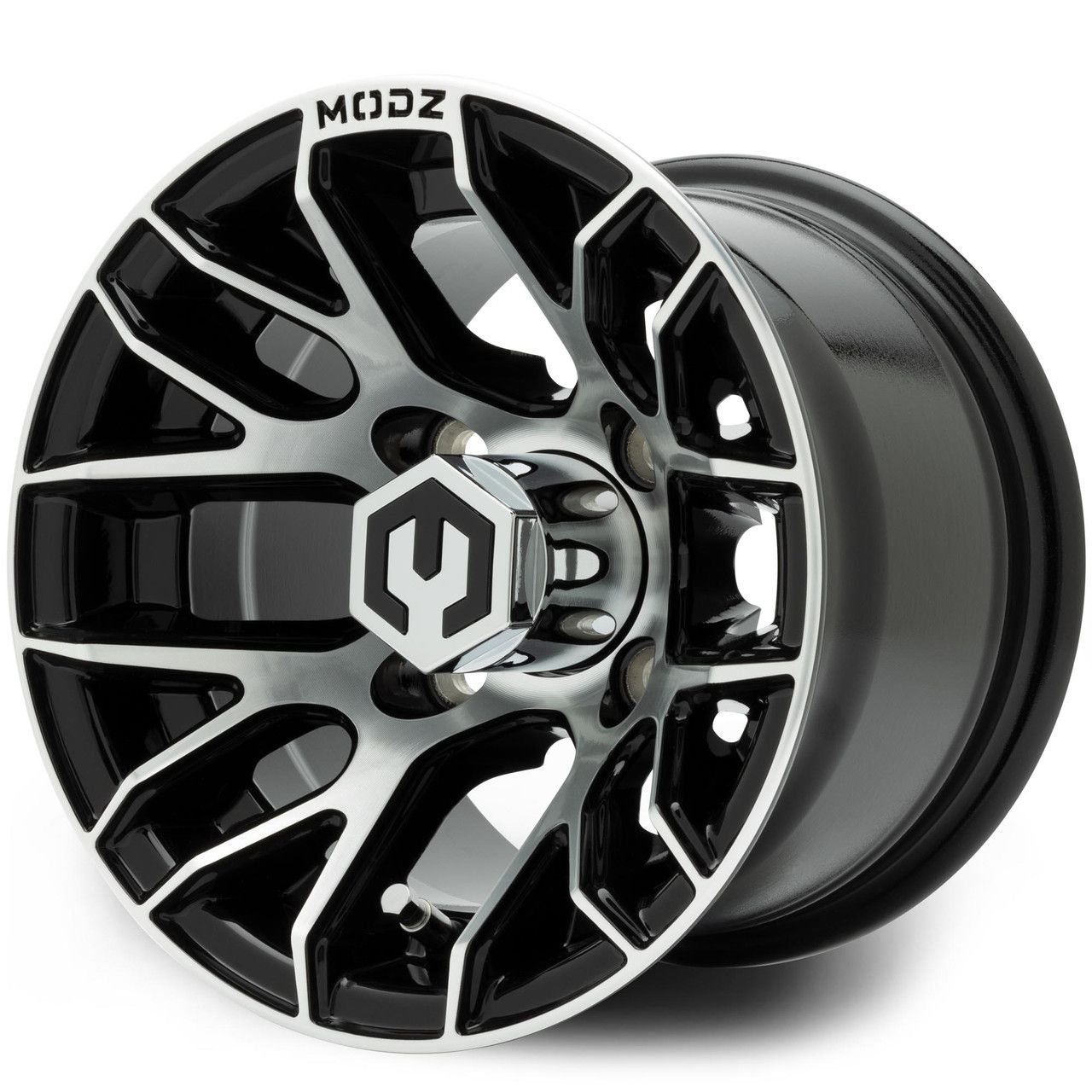 MODZ® Golf Cart Wheel- Matrix Machined Black 10"