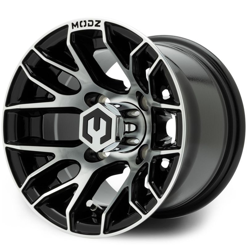 MODZ® Golf Cart Wheel- Matrix Machined Black 10"