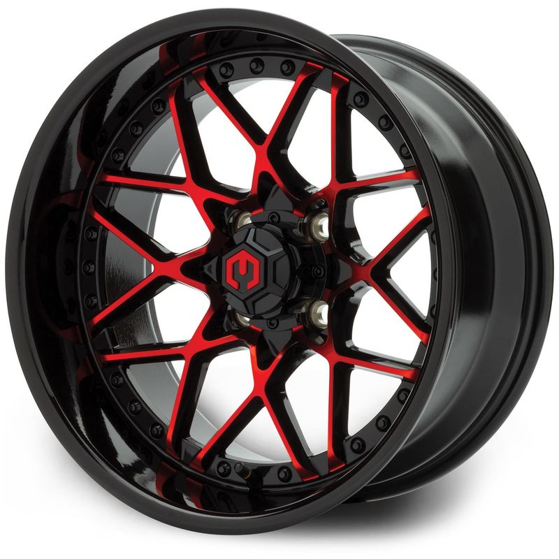 MODZ® Golf Cart Wheel-  Formula Red and Black 15"