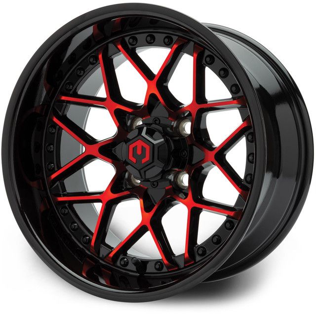 MODZ® Golf Cart Wheel- Formula Red and Black 14"
