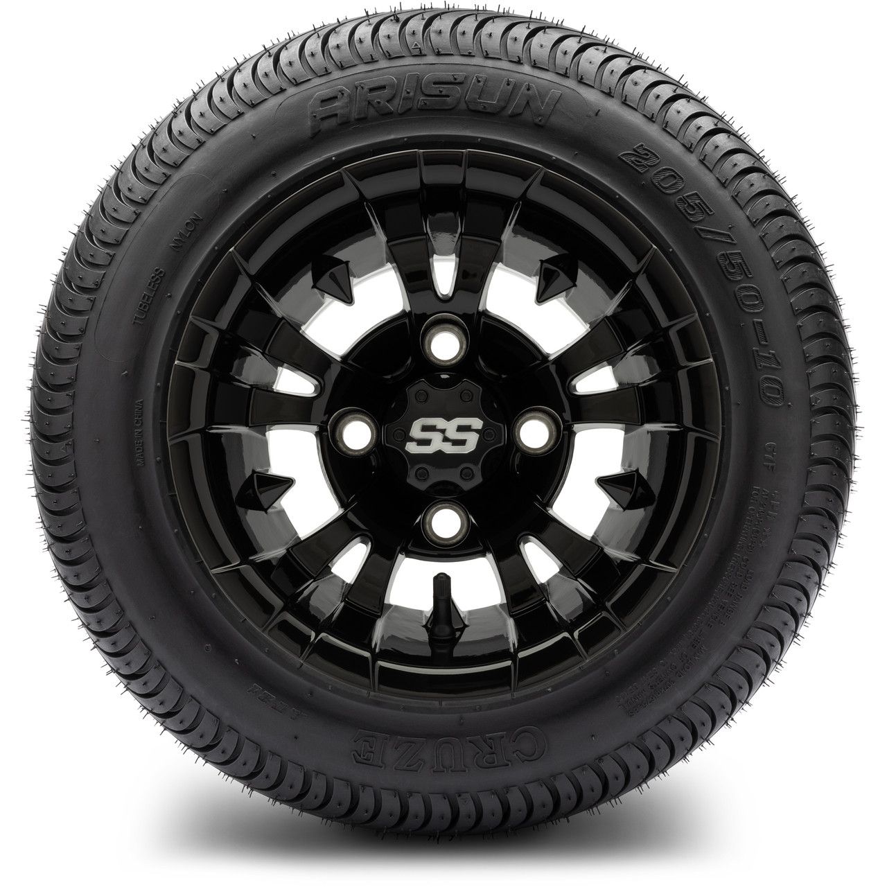 MODZ® 10" Vampire Glossy Black Wheels and Street Tires Combo