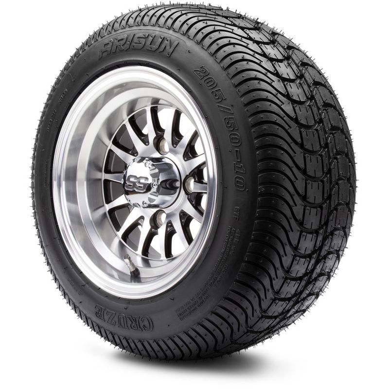 MODZ® 10" Medusa Machined Black - LowPro Tires and Wheels Combo