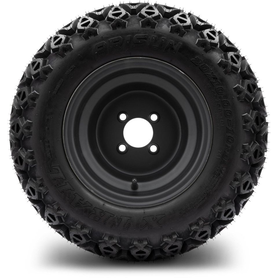 MODZ® 10" Flat Black Steel Wheels with Lifted Tires Combo