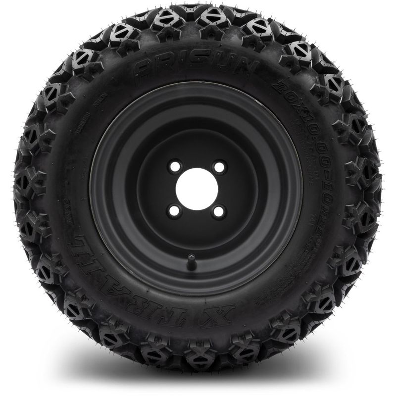 MODZ® 10" Flat Black Steel Wheels with Lifted Tires Combo