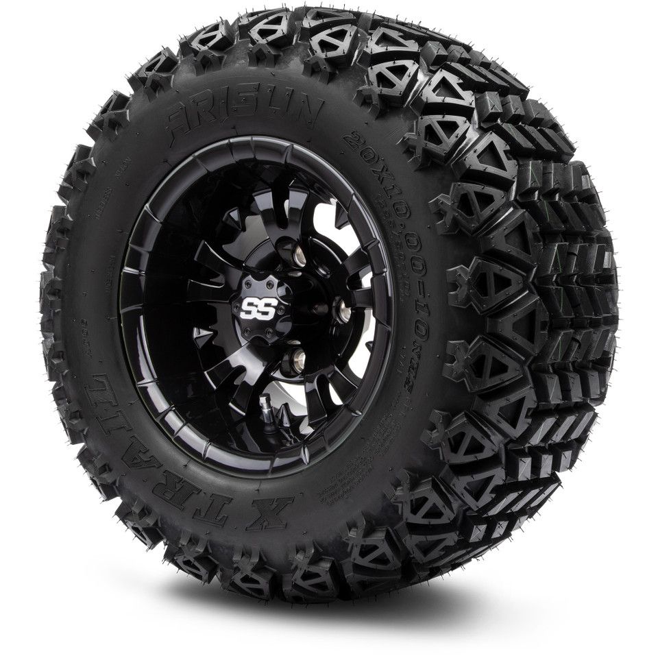 MODZ® 10" Vampire Glossy Black - Lifted Tires and Wheels Combo