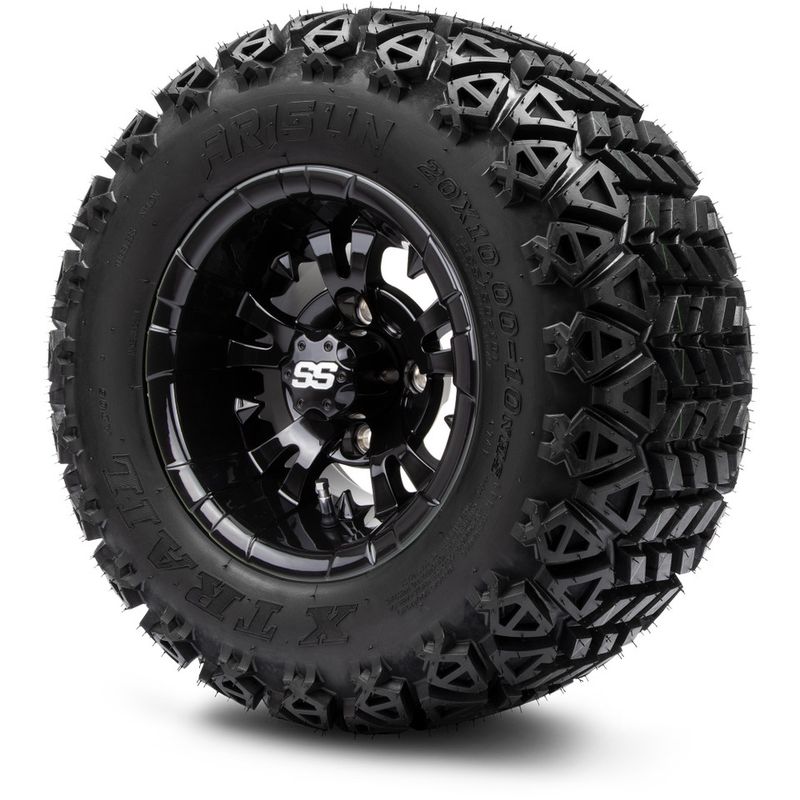 MODZ® 10" Vampire Glossy Black - Lifted Tires and Wheels Combo
