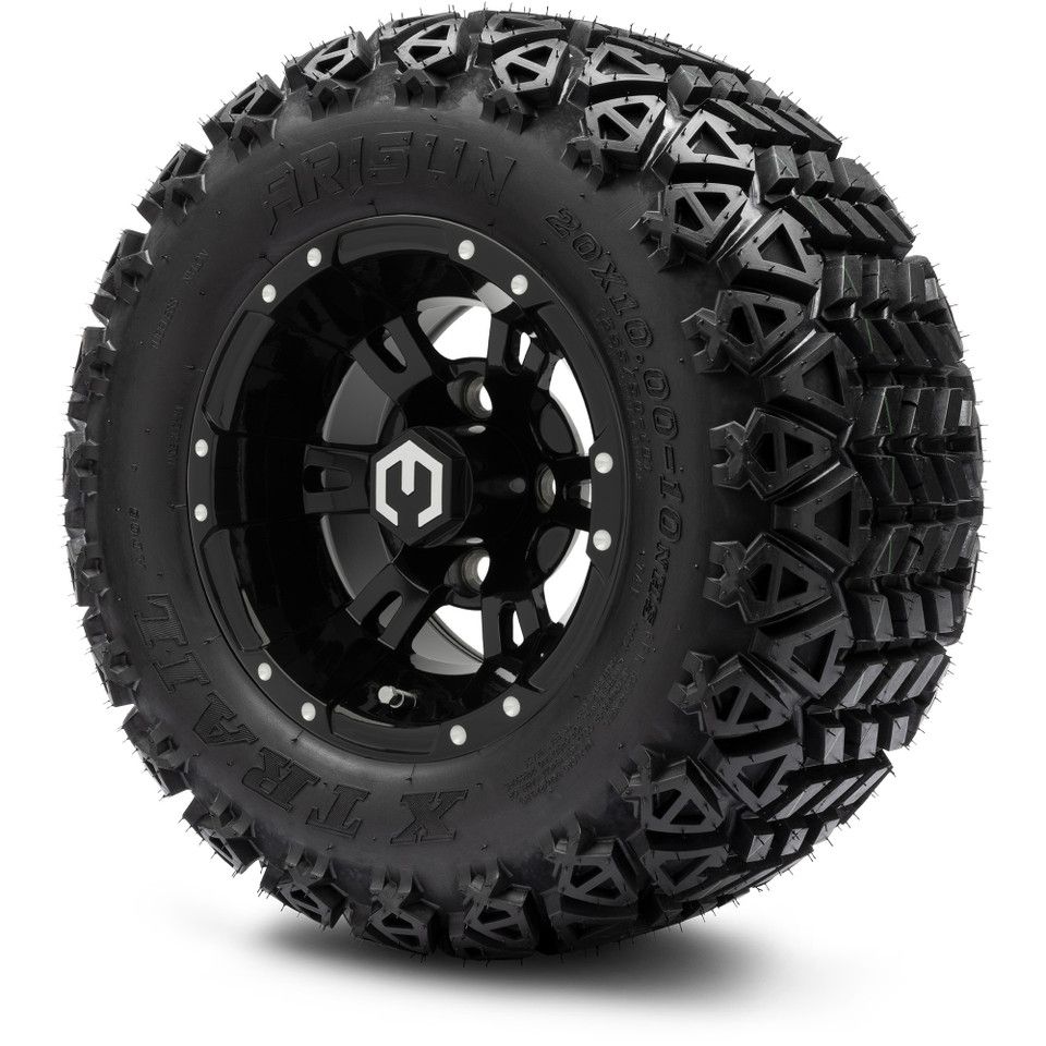 MODZ® 10" Ambush Glossy Black - Lifted Tires and Wheels Combo
