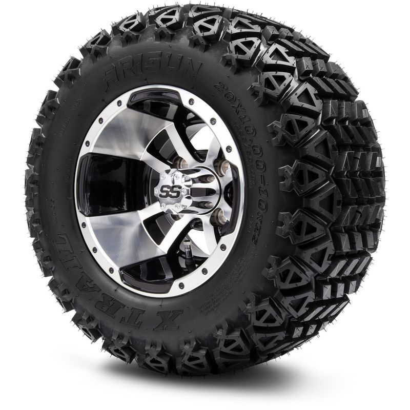 MODZ® 10" Storm Trooper Machined Black Wheels with Lifted Tires Combo