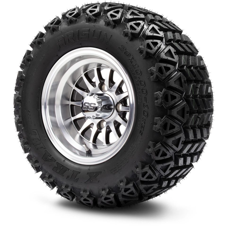 MODZ® 10" Medusa Machined Black - Lifted Tires and Wheels Combo