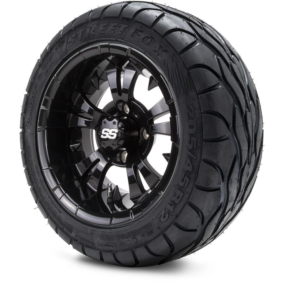 MODZ® 12" Vampire Glossy Black - LowPro Tires and Wheels Combo