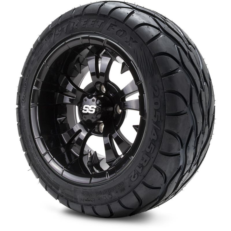 MODZ® 12" Vampire Glossy Black - LowPro Tires and Wheels Combo