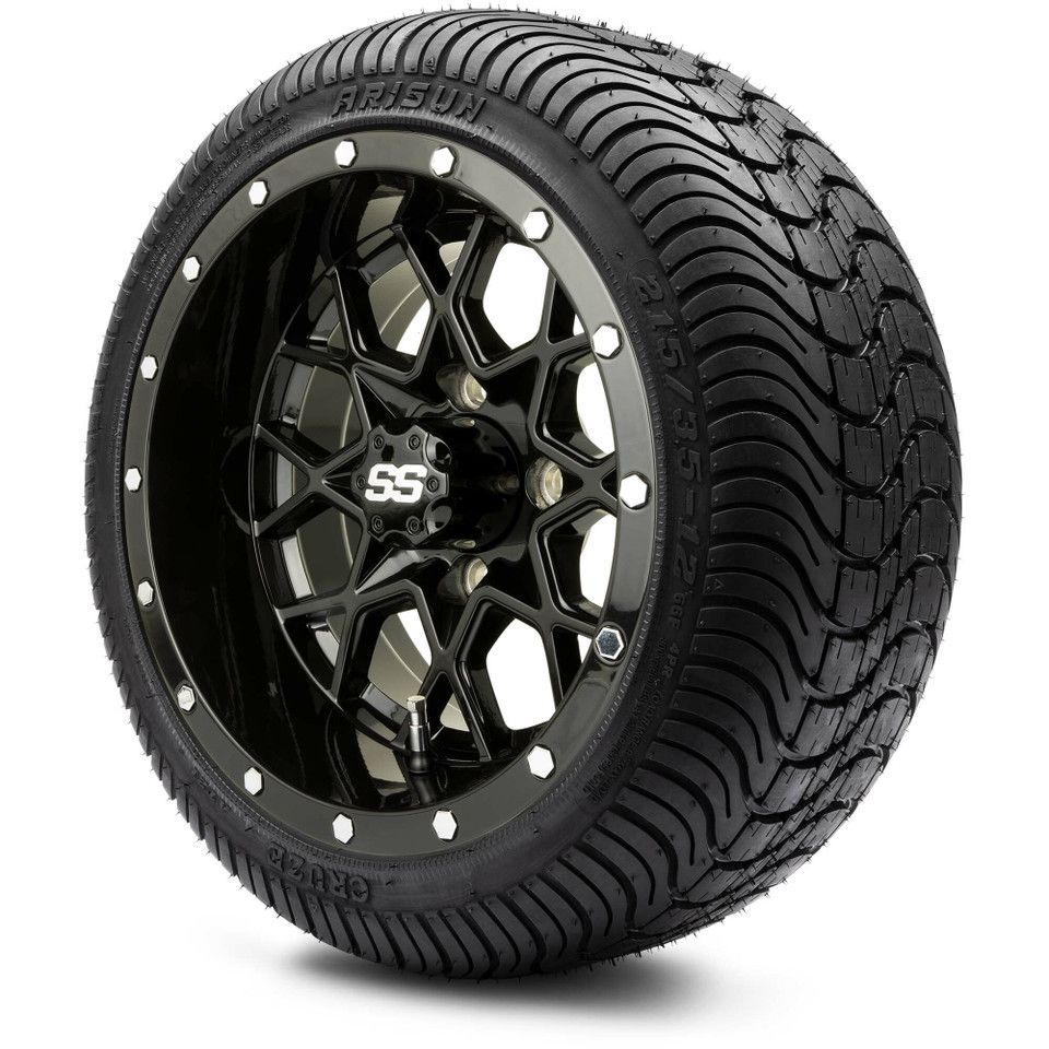 MODZ® 12&quot; Vortex Glossy Black - LowPro Tires and Wheels Combo