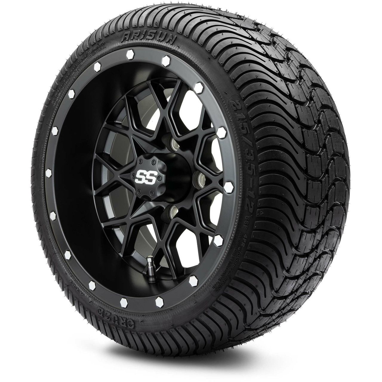 MODZ® 12" Vortex Matte Black - LowPro Tires and Wheels Combo