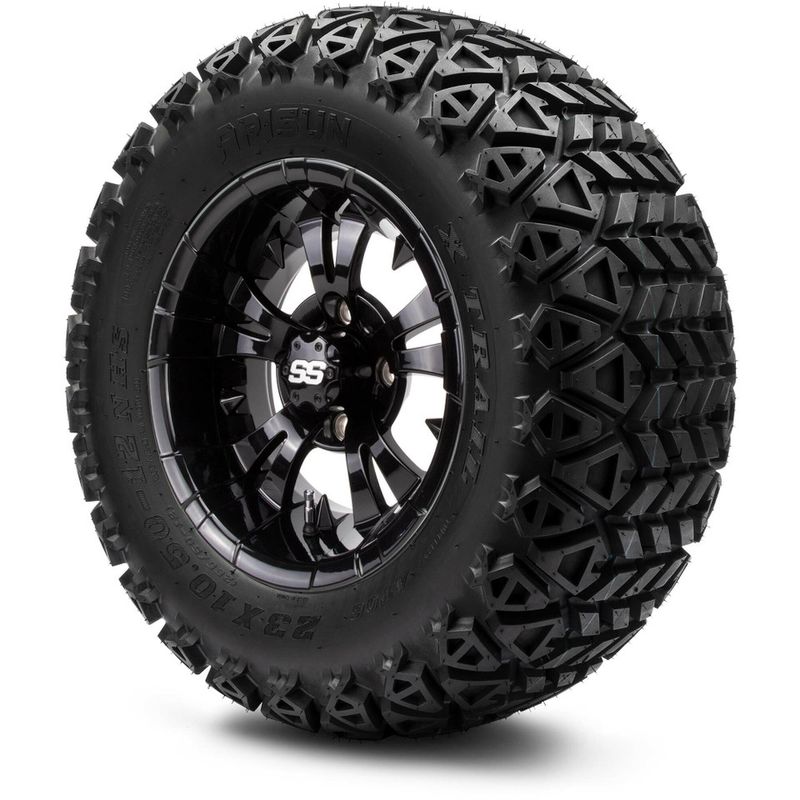 MODZ® 12" Vampire Glossy Black - Lifted Tires and Wheels Combo