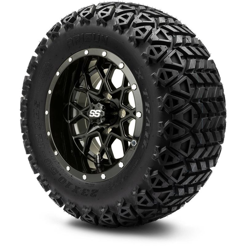 MODZ® 12" Vortex Glossy Black - Lifted Tires and Wheels Combo