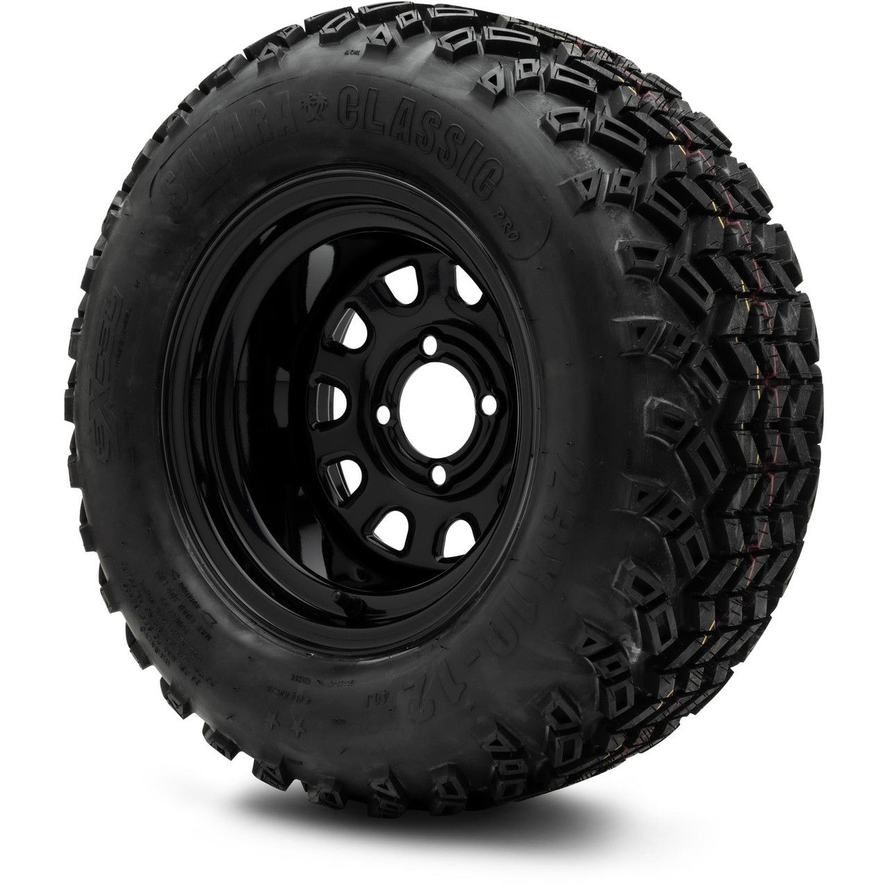 MODZ® 12&quot; Steel D-Window Glossy Black - Lifted Tires and Wheels Combo