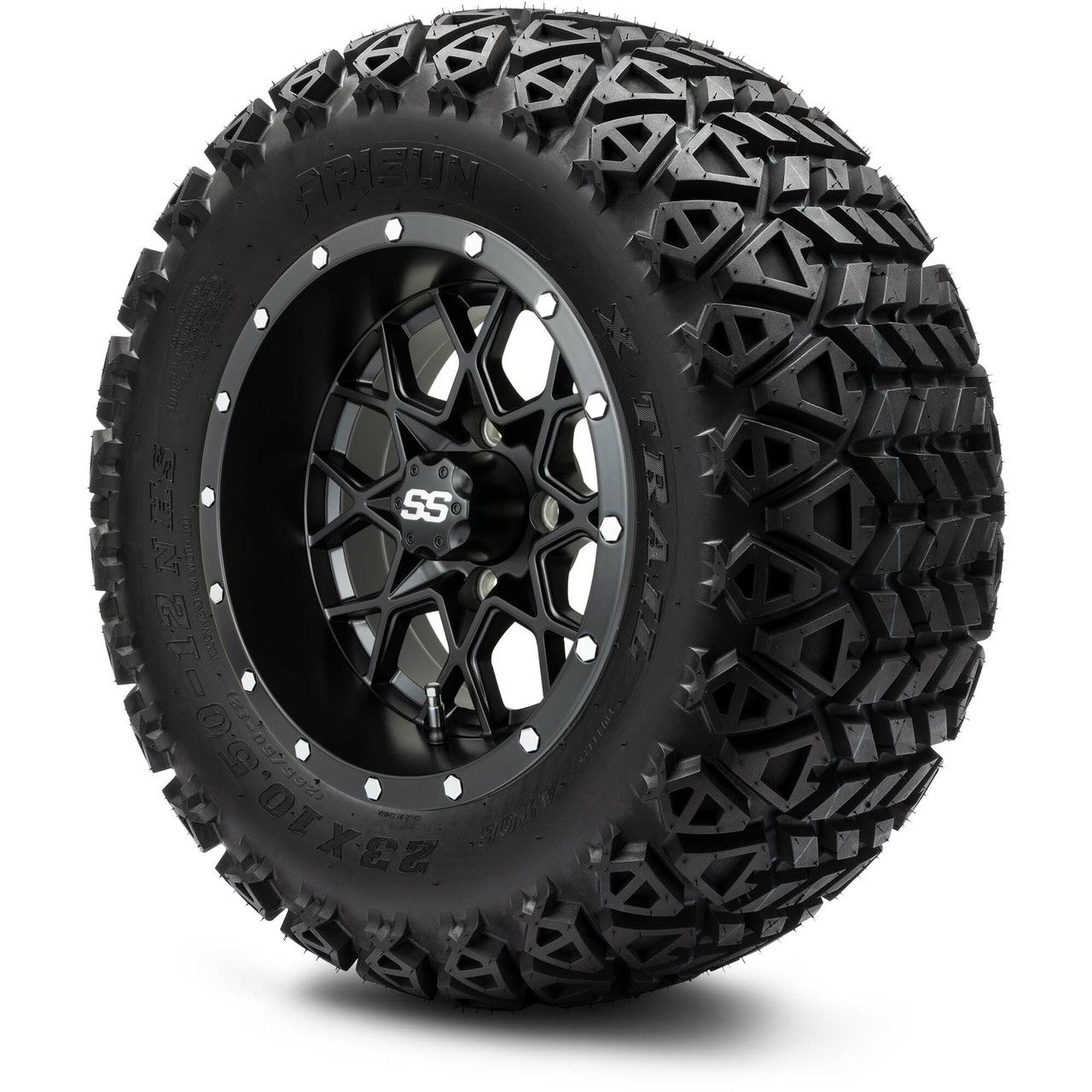 MODZ® 12" Vortex Matte Black - Lifted Tires and Wheels Combo