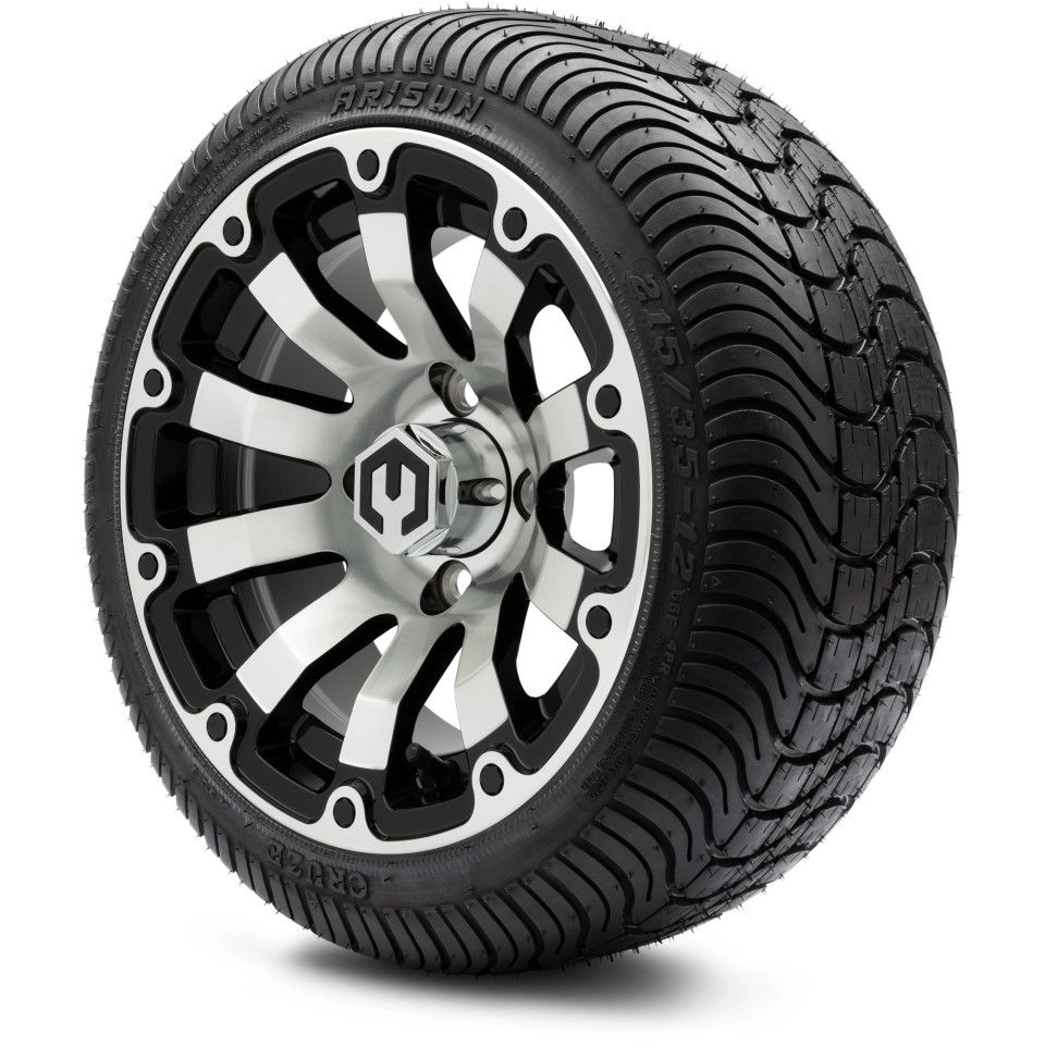 MODZ® 12" Bomber Machined Black - LowPro Tires and Wheels Combo