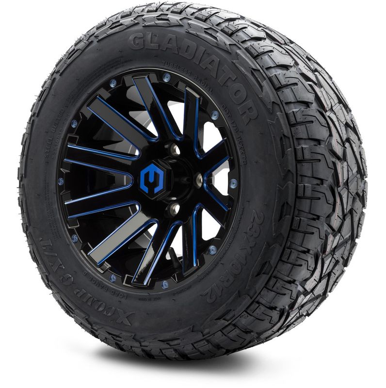 MODZ® 12" Mauler Blue and Black Ball Mill - Lifted Tires and Wheels Combo