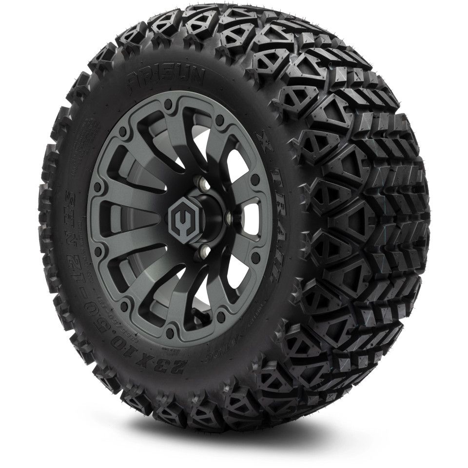 MODZ® 12" Bomber Matte Gunmetal - Lifted Tires and Wheels Combo