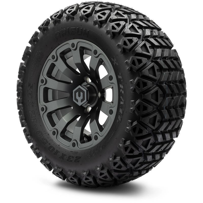 MODZ® 12" Bomber Matte Gunmetal - Lifted Tires and Wheels Combo
