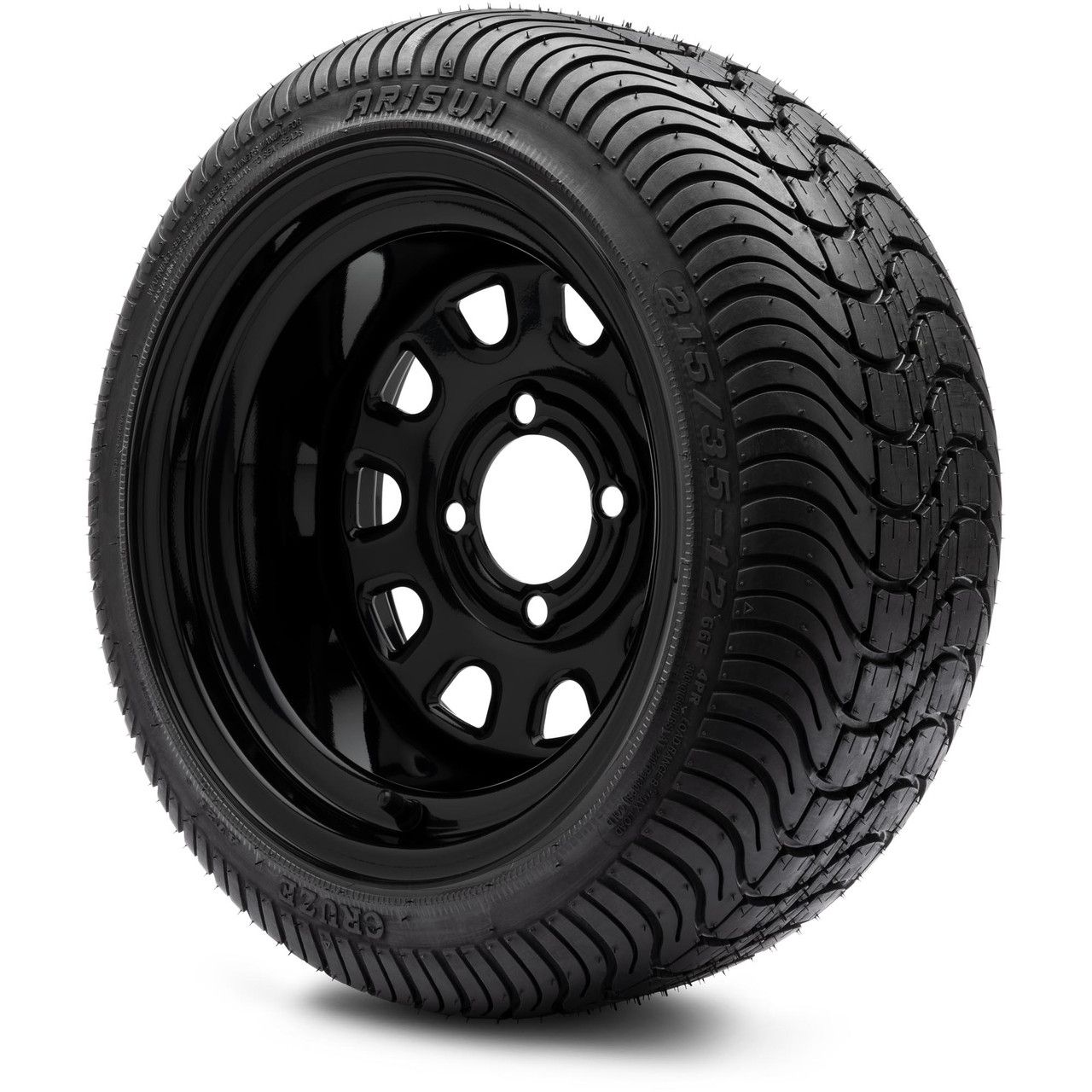 MODZ® 12" Steel D-Window Glossy Black - LowPro Tires and Wheels Combo