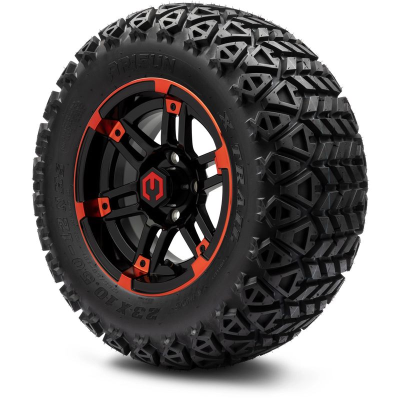 MODZ® 12" Aftershock Red and Black - Lifted Tires and Wheels Combo