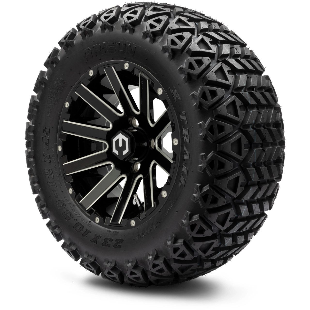 MODZ® 12&quot; Mauler Glossy Black Ball Mill - Lifted Tires and Wheels Combo