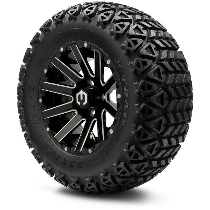 MODZ® 12" Mauler Glossy Black Ball Mill - Lifted Tires and Wheels Combo