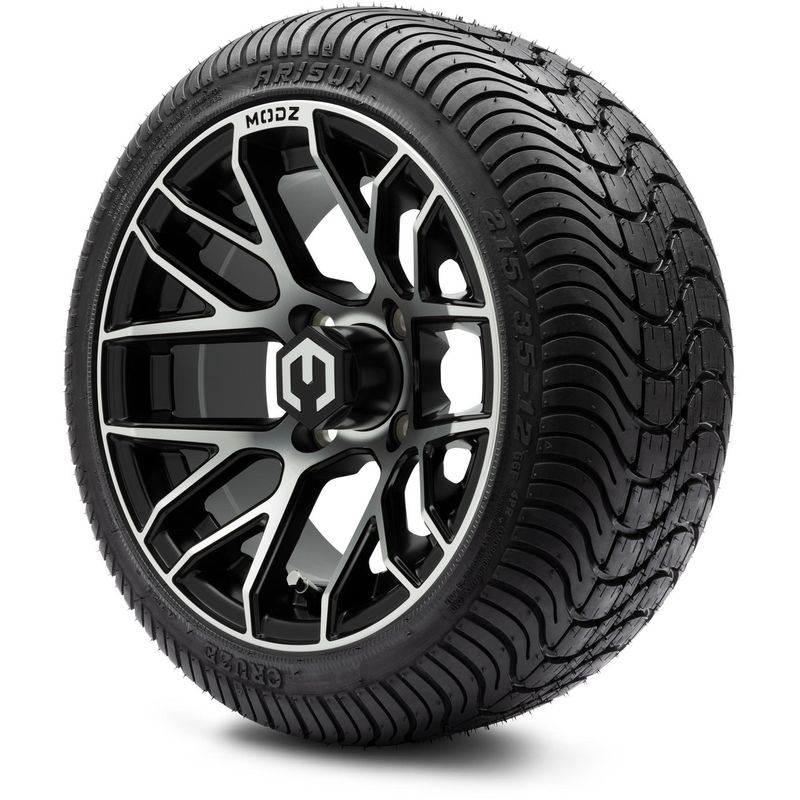 MODZ® 12" Matrix Machined Matte Black - LowPro Tires and Wheels Combo