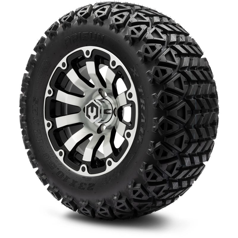 MODZ® 12" Bomber Machined Black - Lifted Tires and Wheels Combo