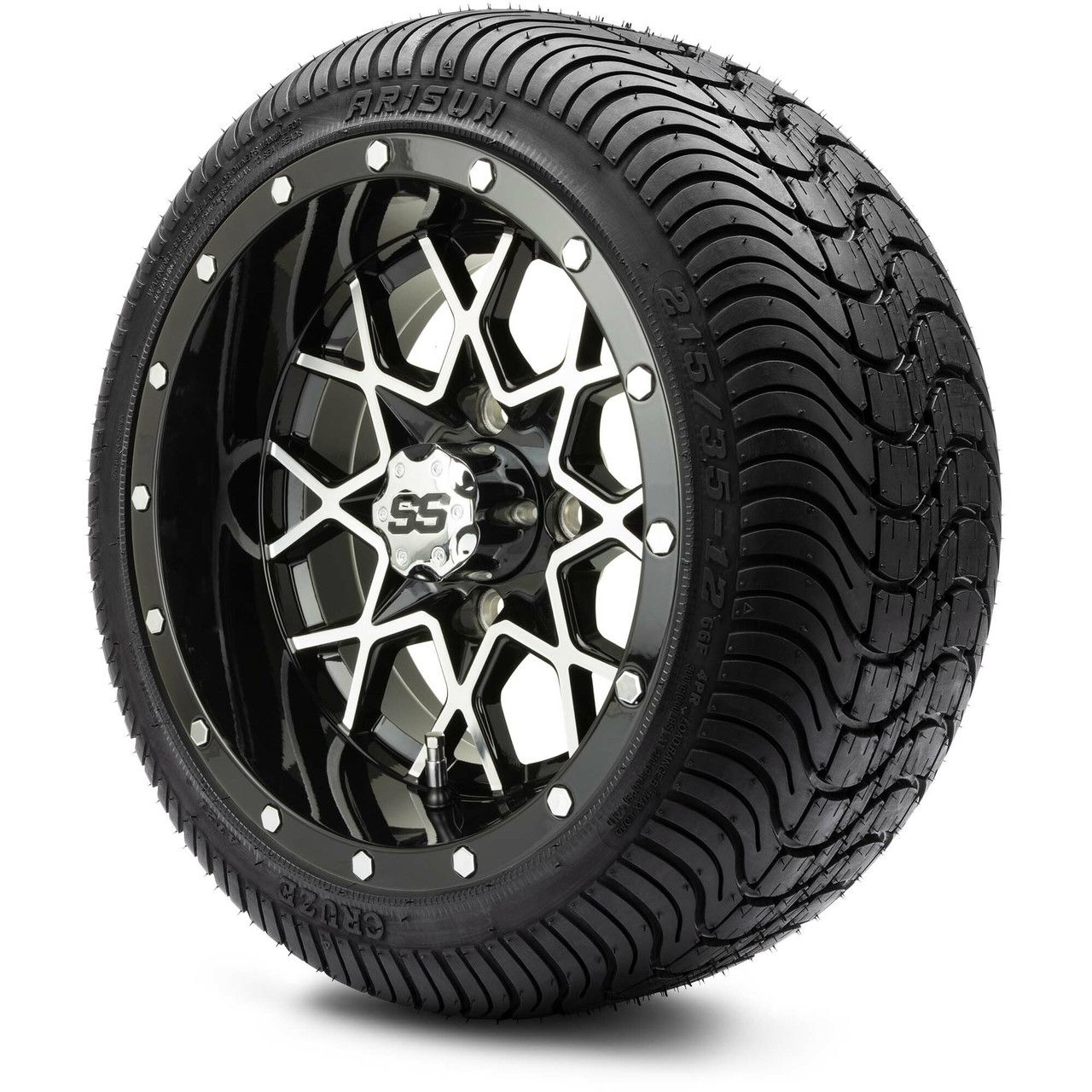 MODZ® 12" Vortex Machined Black - LowPro Tires and Wheels Combo
