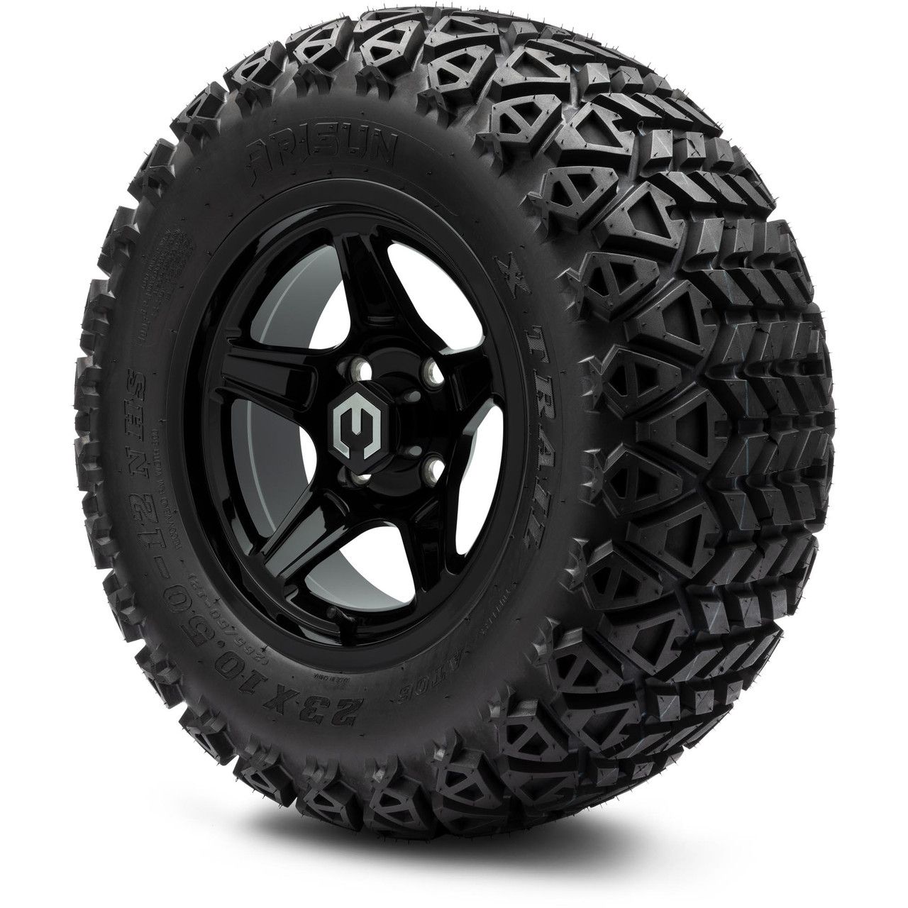 MODZ® 12" Drift Glossy Black - Lifted Tires and Wheels Combo