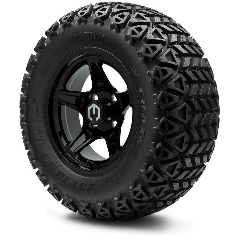 MODZ® 12" Drift Glossy Black - Lifted Tires and Wheels Combo