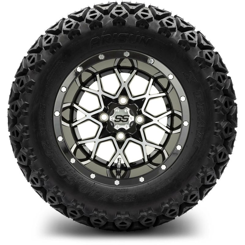 MODZ® 12" Vortex Machined Black - Lifted Tires and Wheels Combo