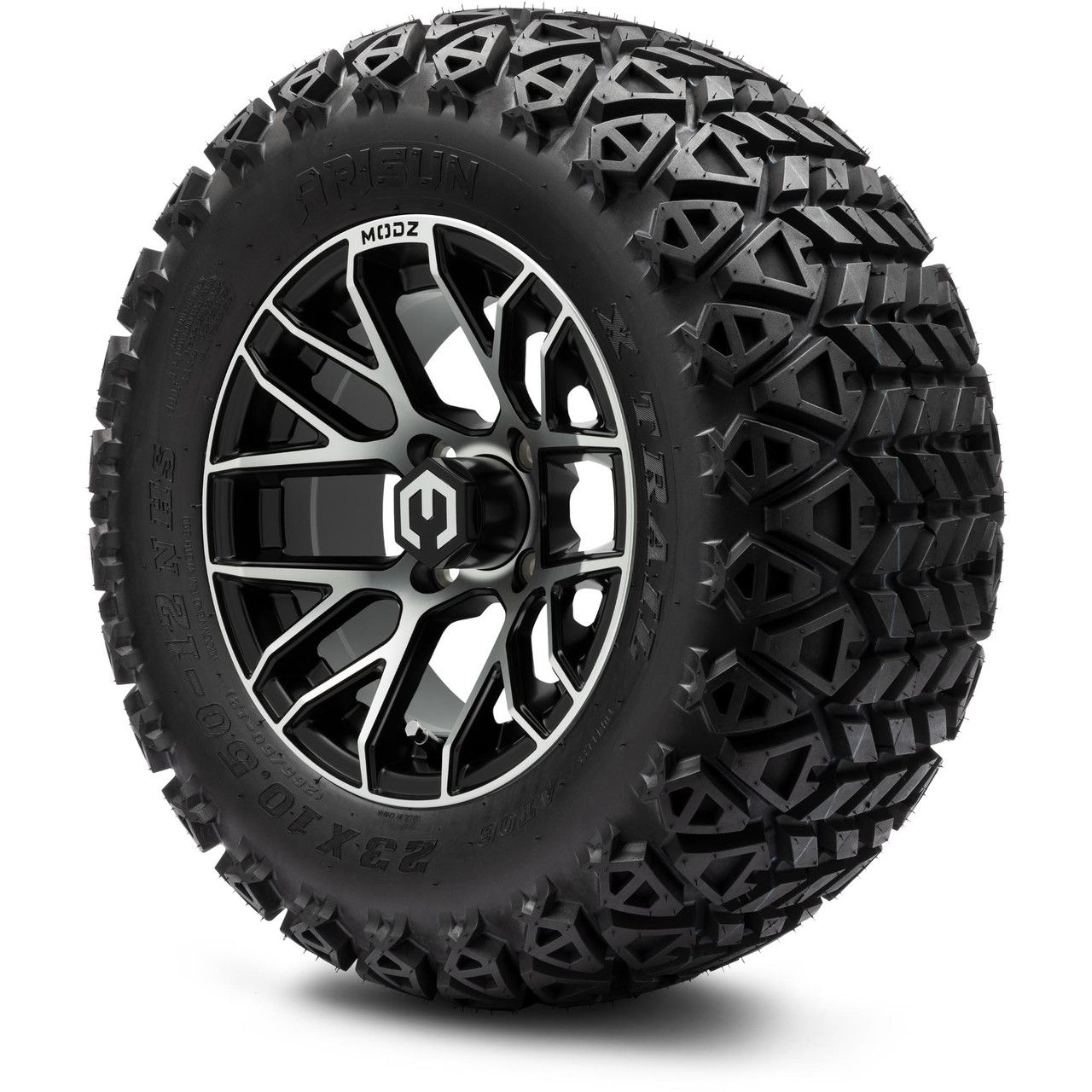 MODZ® 12" Matrix Machined Matte Black - Lifted Tires and Wheels Combo