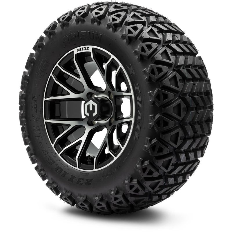 MODZ® 12" Matrix Machined Matte Black - Lifted Tires and Wheels Combo