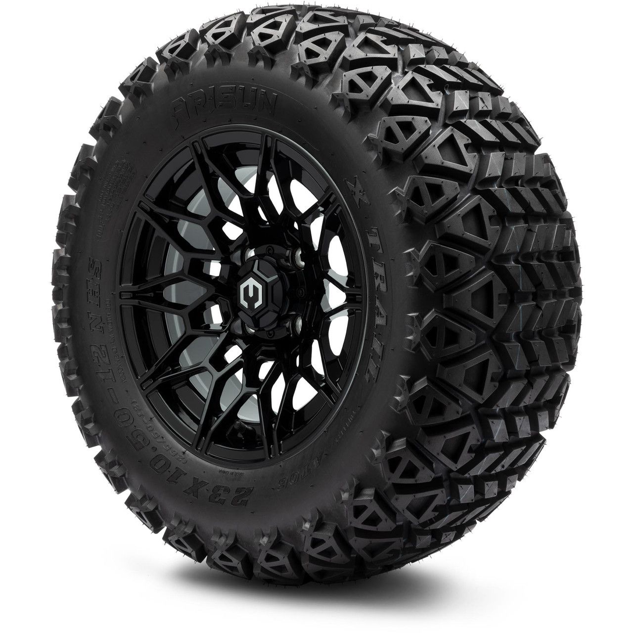 MODZ® 12" Galaxy Glossy Black - Lifted Tires and Wheels Combo