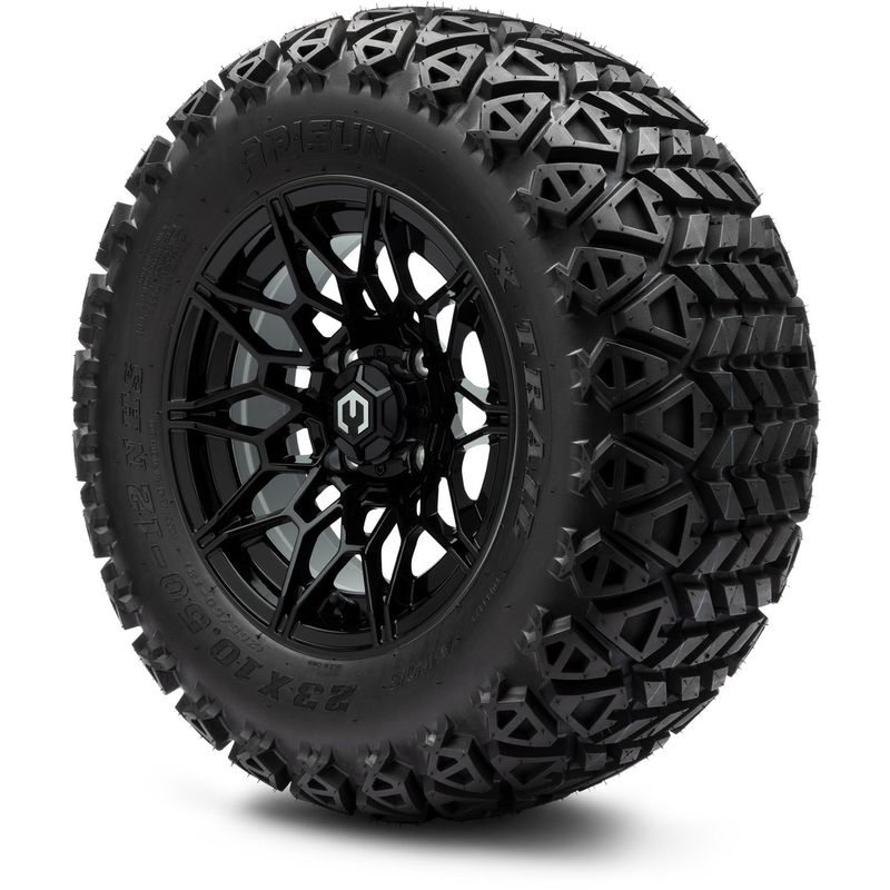 MODZ® 12" Galaxy Glossy Black - Lifted Tires and Wheels Combo