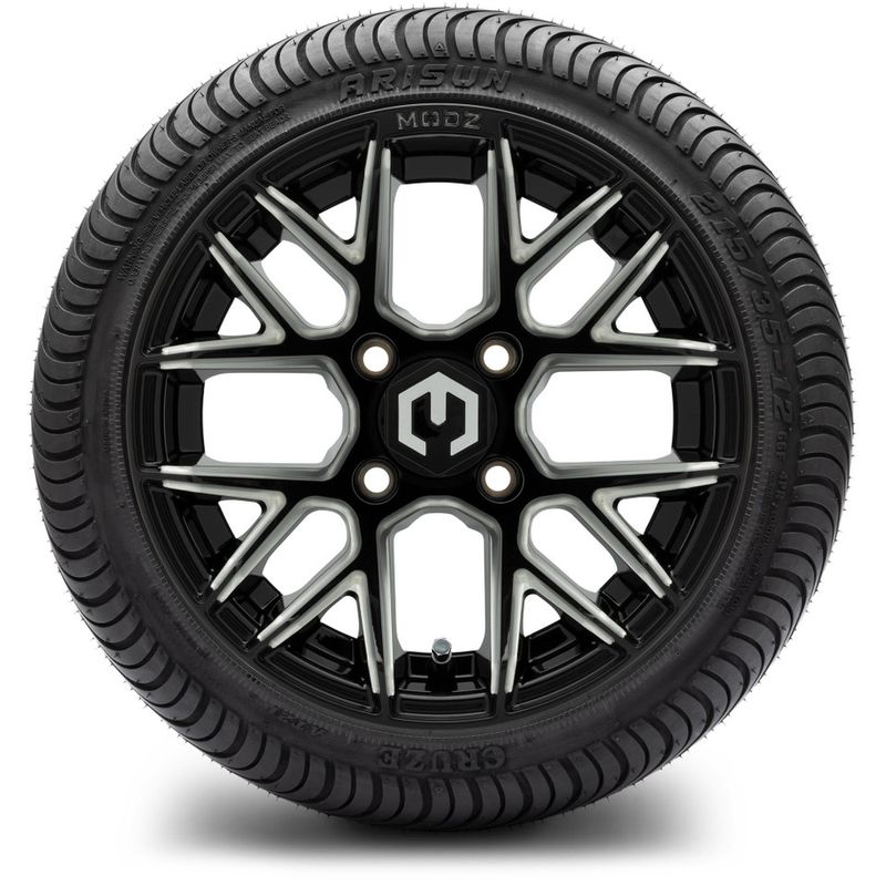 MODZ® 12" Matrix Glossy Black with Ball Mill - LowPro Tires and Wheels Combo