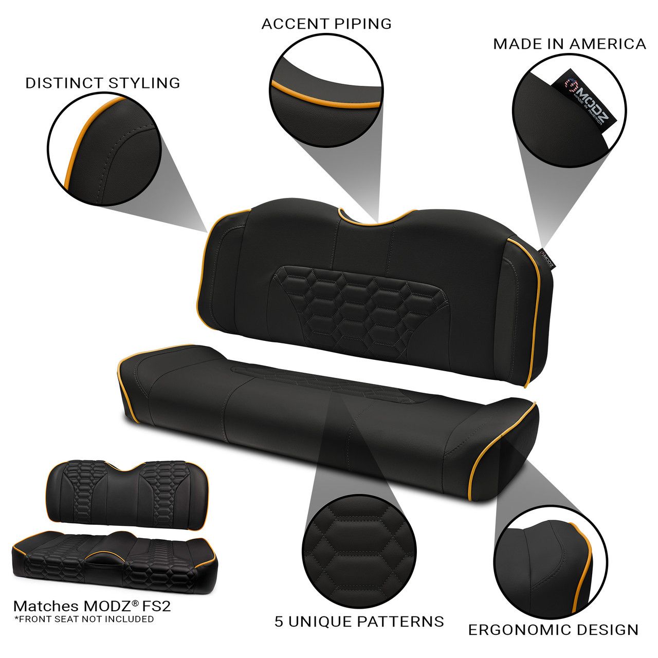 MODZ® RSC2 Custom Back Seat - Black Base - Choose Pattern and Accent Colors
