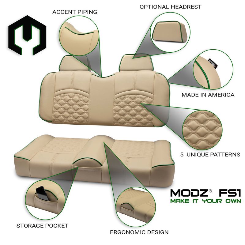 MODZ® FS1 Custom Front Seat - Khaki Base - Choose Pattern and Accent Colors