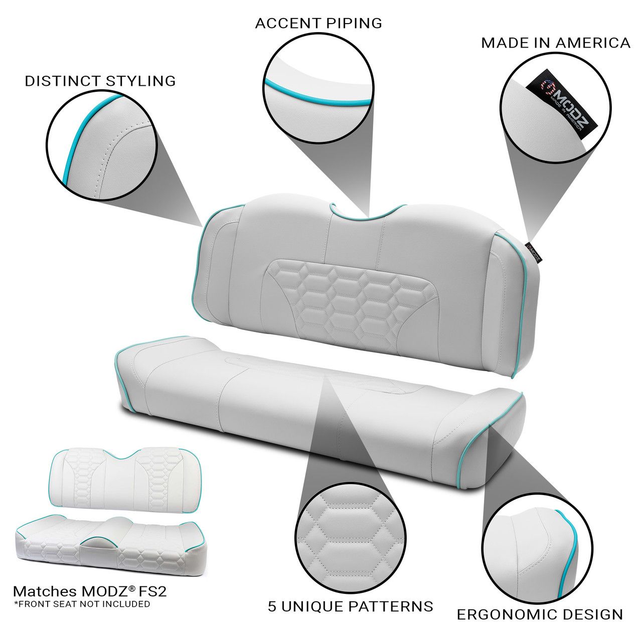 MODZ® RSC2 Custom Back Seat - White Base - Choose Pattern and Accent Colors